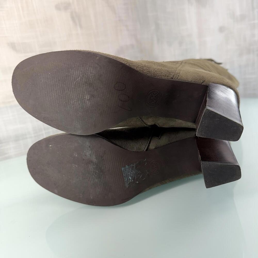 Michael Kors Burke Knee High Suede Boots Sz 7.5 Equestrian Chic Block Heel - Picture 7 of 9